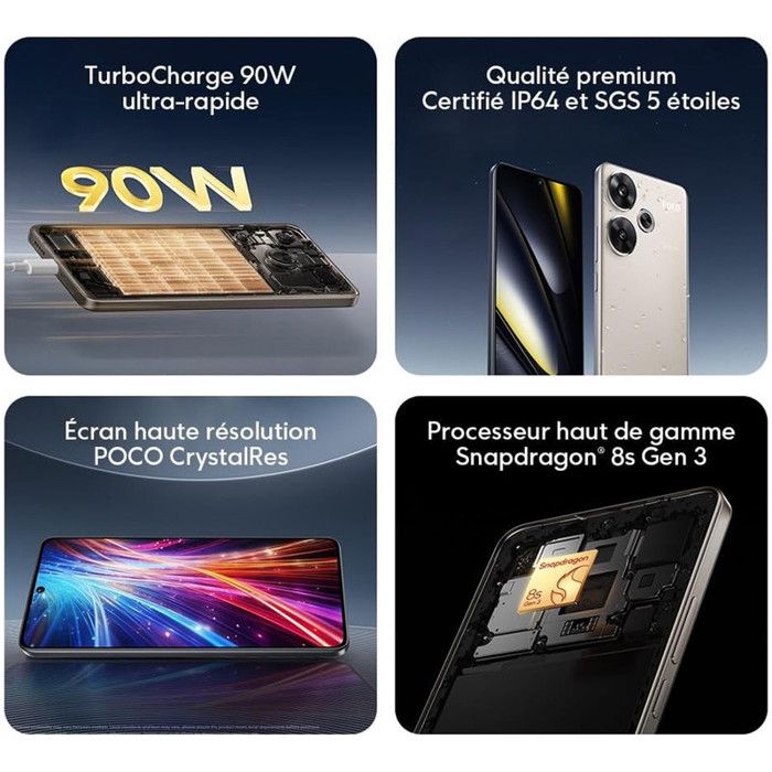 XIAOMI POCO F6 5G Smartphone 8Go 256Go Or Snapdragon 8s Gen 3