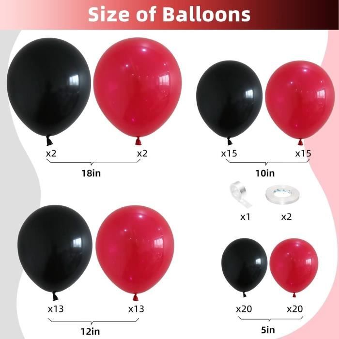 Kit de guirlande de ballons en ou noir rouge 12 Liban