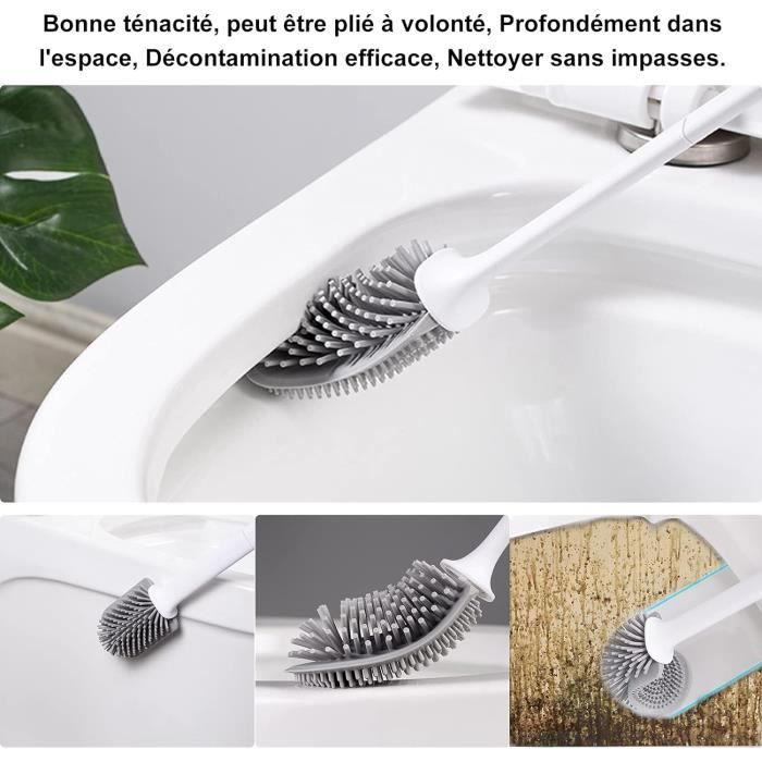 Brosse Wc, Brosse De Toilette, Brosse Toilettes Wc Suspendue En Silicone  Avec Support, Fixation Murale & Debout Balayette Wc [H421]