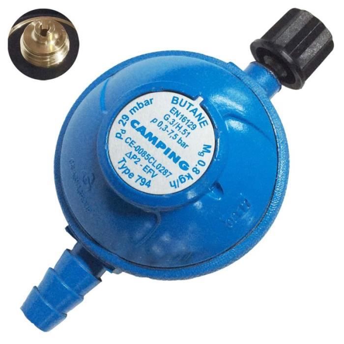 Régulateur Bouteille Gaz Butane 37 Mbar 1/2 BSP - Compatible Bouteilles à Vis Calor
