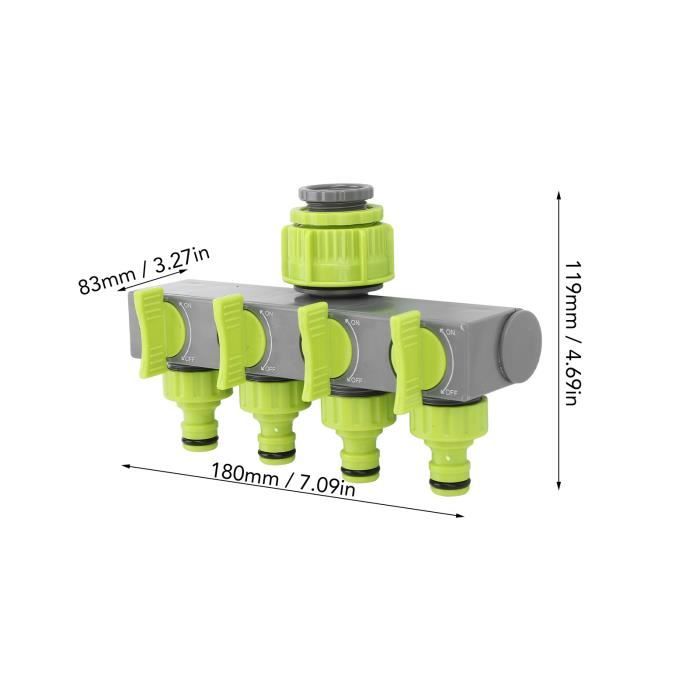 Répartiteur De Tuyau D'arrosage 2 Voies En Y - Avec Vannes Individuelles, ABS, Pour Jardin Et Agriculture