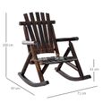 Outsunny Fauteuil de Jardin Adirondack à Bascule Rocking Chair Style Rustique Chic Bois Sapin traité carbonisation-2