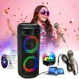 Enceinte Enfant Karaoke Portable USB Bluetooth PARTY ALFA-2600 avec Batterie - 2 Jeux de Lumière - Micro - Boum - Fête Anniversaire-2