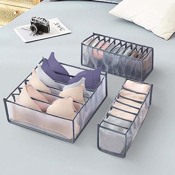 Gesentur Boîte de rangement pour sous-vêtements，avec compartiments Tiroirs  charbon de bambou pliable chaussettes Boîte de rangement - Cdiscount Maison