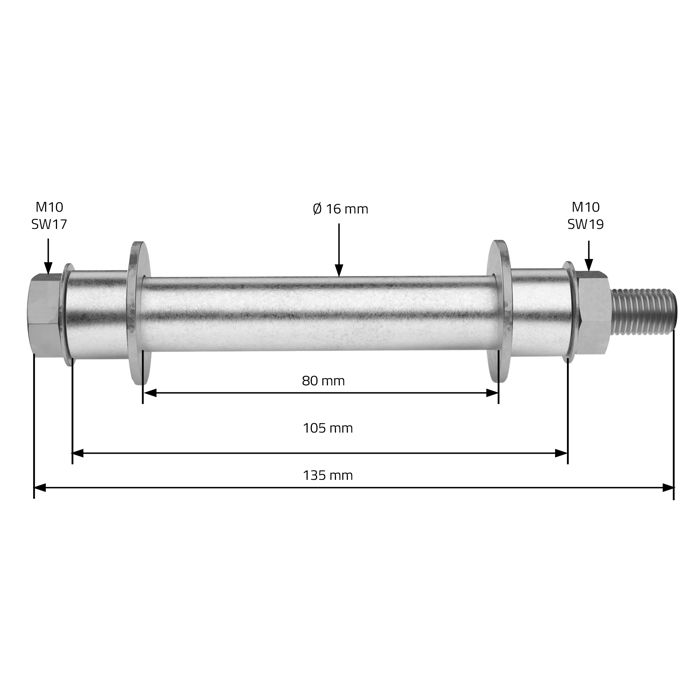 ECD Germany 2x Axe Pour Roue de Brouette - 20 mm x 128 mm - Essieu Roue ECD Germany 2x Axe Pour Roue de Brouette - 20 mm x 128 mm - Essieu Roue
