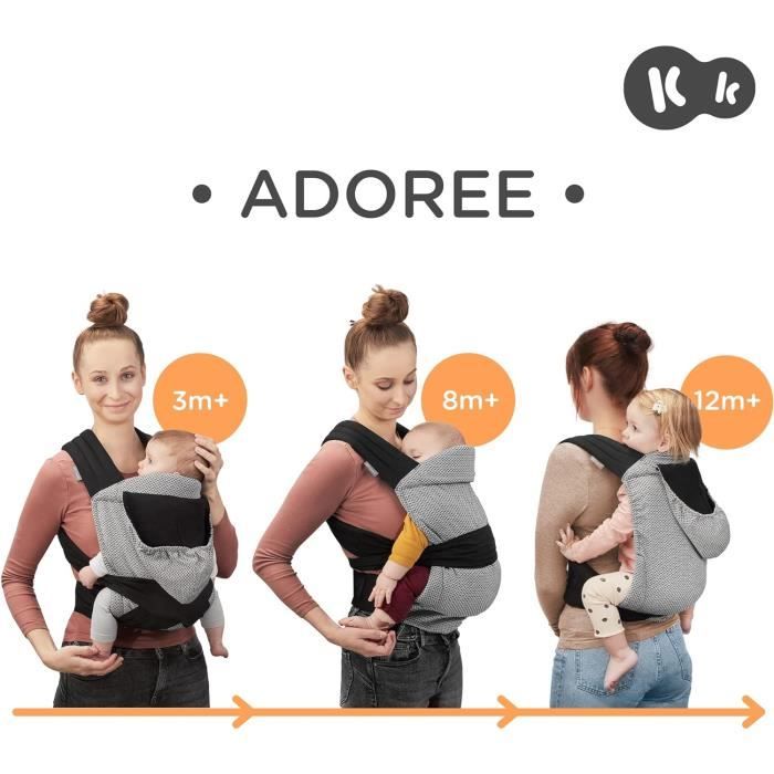 Kinderkraft ADOREE Porte bébé naissance, de 3 Mois à 20 kg, Porte-bébé  ergonomique de type Mei Tai, Écharpe de portage,[S12] - Cdiscount  Puériculture & Eveil bébé