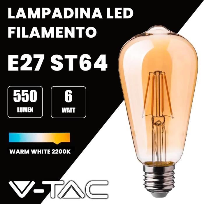 Ampoule Filament LED déco verre opaque ST64, culot E27, 1521