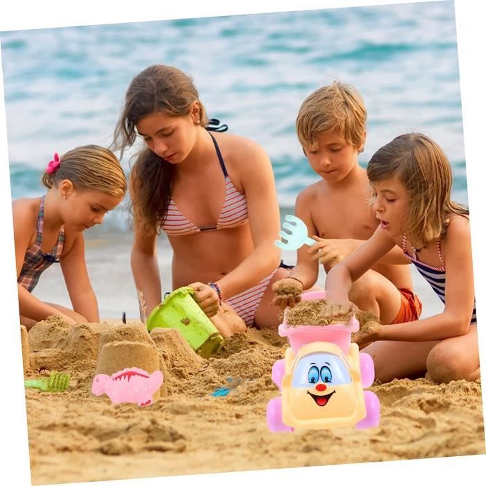 Gosknor Ensemble De 6 Jouets De Plage – Seau Pliable, 4 Pelles, Râteau, Tamis, Sac Filet – Pour Enfants, été, Pique-nique, Camping