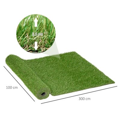 Outsunny Gazon Synthétique 4x1m - Herbe Artificielle Haute Densité 2cm Épaisseur