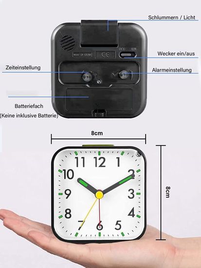 Réveil Analogique Sans Tic-Tac avec Veilleuse Rétro Silencieux Réveil à Piles Mini Horloge pour Chambre d'Enfant A