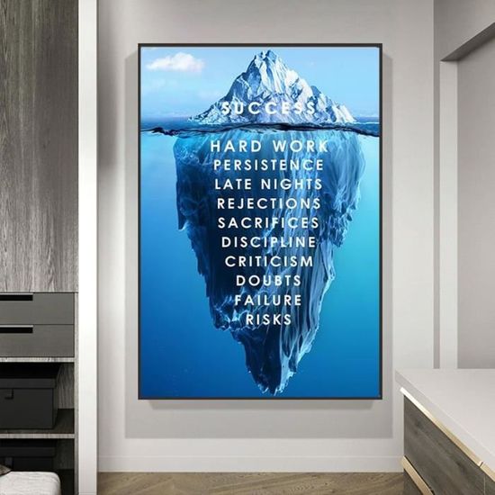 Affiche Murale Nordique Avec Citation De Reussite Ice Mountain Peinture Sur Toile Imprimee Decor 40x60cmx1 No Frame Thjr Cdiscount Maison