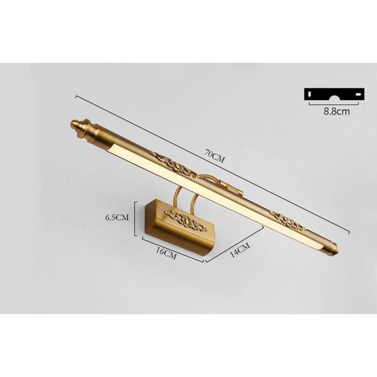 Lampe De Vanité LED Vintage En Bronze - Applique Murale Rétro Pour Salle De Bain Ou Couloir - Lumière Blanche, Longueur 20 à 51 Cm