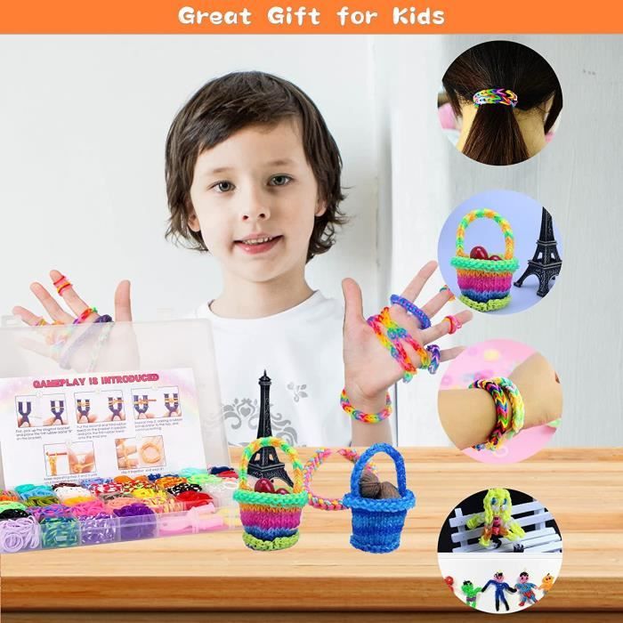 Nutabevr 2500 Élastique Bracelet Kit,40 élastiques plastique grille 32  couleurs Loom Bands avec Boîte,Accessoires pour faire des bracelets Jouets  caoutchouc pour colliers pour enfants et bricolage : : Jeux et  Jouets