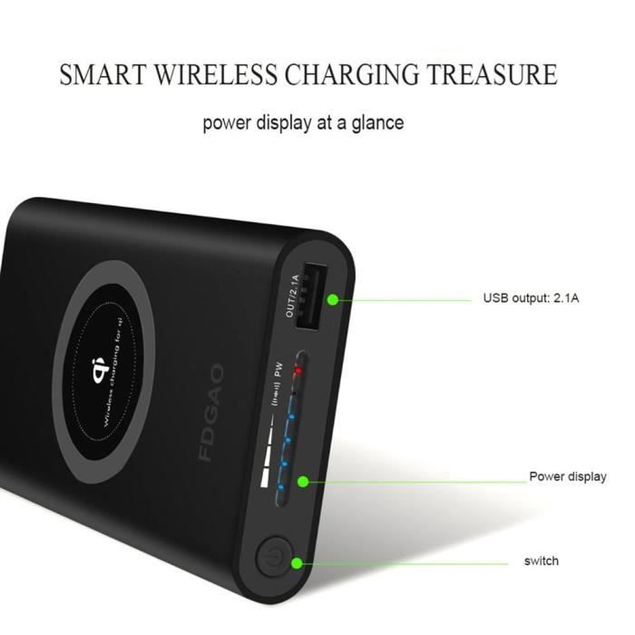 20000mAh Batterie Externe sans fil Power bank , Qi Chargeur de batterie  mobile à chargement rapide For iphone X 8 8 Plus, S9 S - Cdiscount  Téléphonie