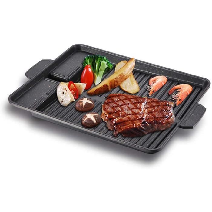 Poêle Gril Multifonction En Pierre Médicale Antiadhésive - Barbecue Coréen Ronde Avec Poignée Anti-Brûlure
