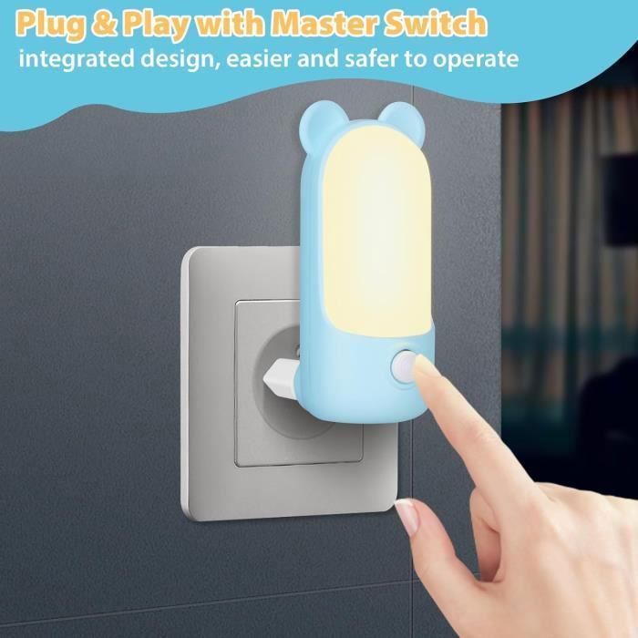 Lot De 2 Veilleuses Enfant Sur Prise - Lampe Nuit Automatique Mignonne Pour Chambre Bébé
