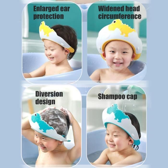 Bonnet de bain pour bébé KEENSO - Dinosaure - Protège les yeux et les  oreilles - Réglable
