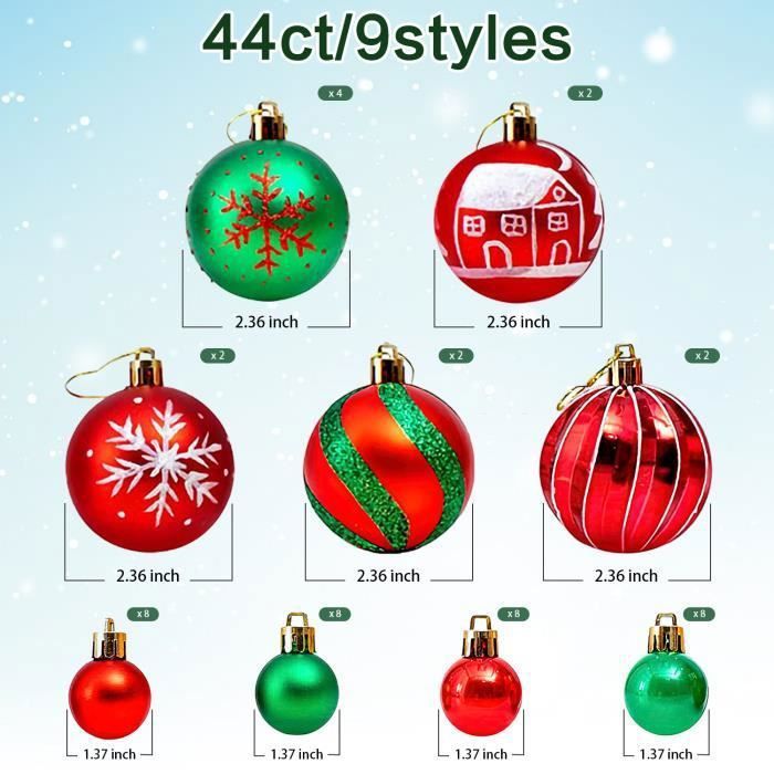 6x Boules De Noël En Plastique Colorées 8 Cm - Décoration De Sapin De Noel De Boules De Noel Colorees Incassables