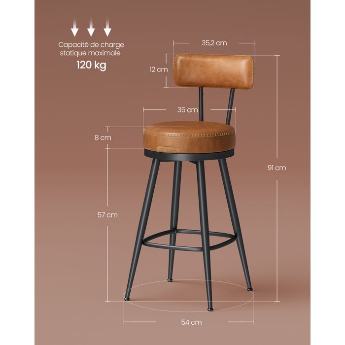 Lot De 4 Tabouret De Bar 65 Cm