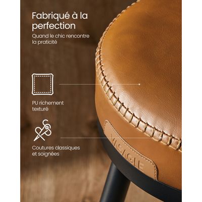 Yaheetech Lot De 4 Tabourets De Bar En Similicuir Réglables En Hauteur