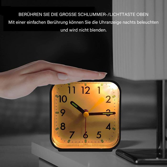GUIGUZHJ Réveil Analogique Silencieux Sans Tic-Tac - Lumière Nocturne, Snooze, Alarme Puissante, Blanc