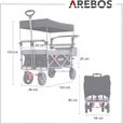 AREBOS Chariot Pliable de qualité supérieure avec Toit | Chariot de Transport  |Jusqu'à 100 kg|Freins Avant et arrière | Noir-5