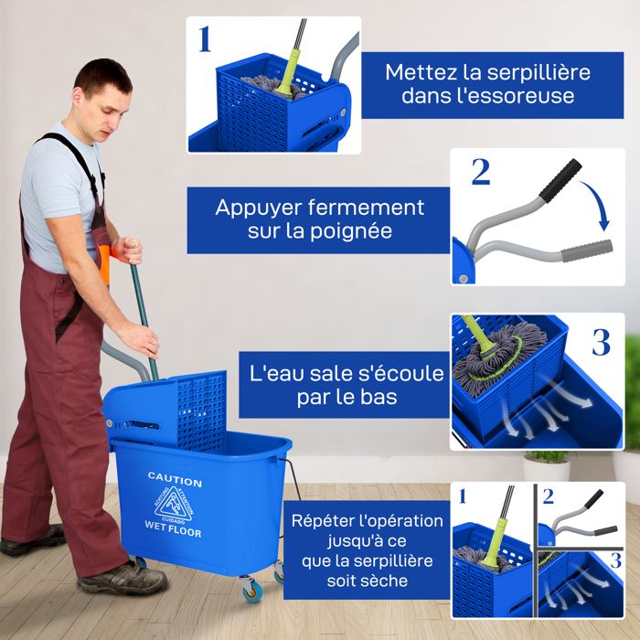 Chariot Nettoyage Enfant – 9 Pièces – Balai, Vadrouille, Seau – Dès 3 Ans – Montessori – ABS