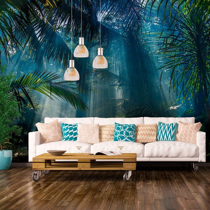 Papier peint panoramique jungle préencollé tropicale H 250 x L 480 cm ...