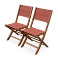 Chaises de jardin en bois et textilène - Almeria Terracotta - 2 chaises pliantes en bois d'Eucalyptus  huilé et textilène-0
