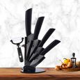 Noir Acrylique Cuisine Porte-couteau avec éplucheur Support Céramique Couverts Support Bloc Outil Cuisine Stockage Fournitures-0