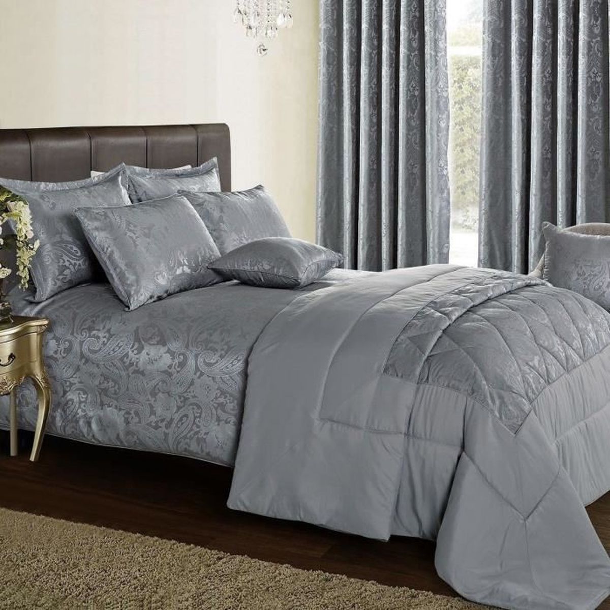Jacquard Tissage Matelassé Couvre Lit Douillette Ensemble Avec Taie D Oreiller 3 Pièces Ensemble Argent Gris 235 X 255 Cm Taille Achat Vente Jetée De Lit Boutis Prolongation Soldes Cdiscount