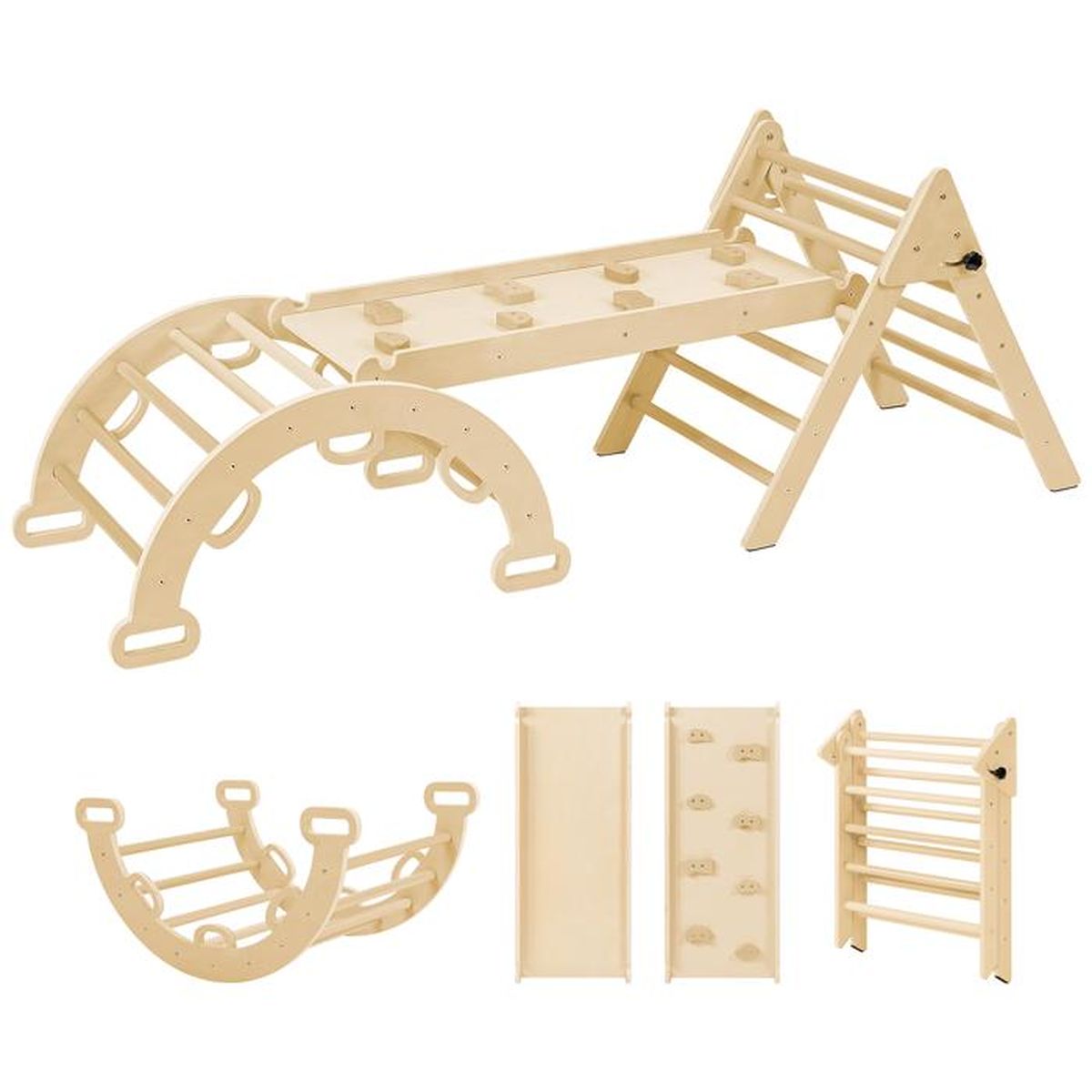 10 en 1 Cadre d'escalade pliable,Triangle d'escalade avec toboggan/mur