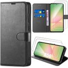 Coque de protection - BOOLING - pour Samsung Galaxy A56 5G - Cuir PU Noir - 2 Verres Trempés - Antichoc