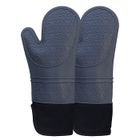 AMRINUGL Gants de cuisine en silicone, résistants à la chaleur, antidérapants, extra longs, pour micro-ondes, gril et pot-pourri, gris Label