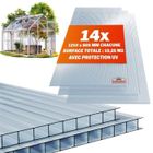 DEUBA GARDEBRUK® 14x Plaques de polycarbonate creux 4mm 121x60,5cm découpe 10,25m² résistant UV plaques à double paroi serre de jardin
