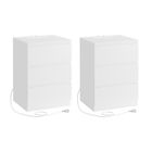 VASAGLE Table de Chevet avec Multiprise, Lot de 2, Table d’Appoint avec 3 Tiroirs, 2 Prises CA, 2 Ports USB, Blanc Nuage