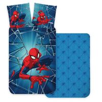 Linge de lit enfant 100 x 135 cm / 40 x 60 cm coton "Spiderman" bleu foncé, Parure de lit bébé BRM015227