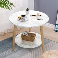 JANZDIYS table basse-60x52cm-petite table basse ronde-rangement double-Facile-décontractée-Style nordique