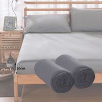 Lot de 2 Draps-Housses en Microfibre Polyester 140x200x30cm Confortable pour Matelas  Dormir de Chambre - Gris