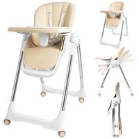 Chaise haute pour bébé enfant hauteur réglable - Plateau Amovible - Harnais 5 points - Inclinable réglable - Repose-pieds Jaune