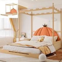 Lit cabane enfant extensible 140x200cm ou 140x100cm en bois de pin tête de lit rembourré en velours lit de jour chêne