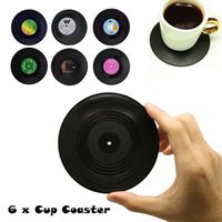 Sopear® 6PCS Dessous de verre retro vinyle CD ronds