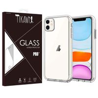 Tikawi Coque Iphone 12 Mini (5,4") Transparente + Film de protection en verre trempé HD, Gel Souple Haute Protection, Fine et