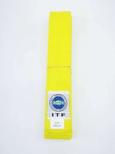 SAC DE FRAPPE Ceinture professionnelle de taekwondo,10 couleurs,approuvée par l'ITF,double bande,arts martiaux,sports- Yellow-180cm