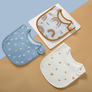 BAVOIR Bavoir en coton imprimé pour bébé - ATYHAO - Multicouche - Fermeture à pression - Blanc
