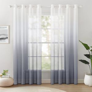 Empty Rideau Voilage Oeillet 2 Panneaux x 140x220cm Paysage Japonais Rideau Transparent Voilage Ombre D/écoration Voile Draperies de Fen/être Balcon Salon Chambre Enfant Lot de 2