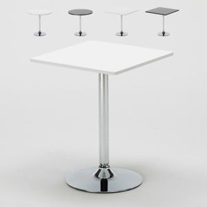 MANGE-DEBOUT Table de bar noire ou blanche ronde et carré noir 70x70 Bistrot, Couleur de la table: Blanc, Forme de la table: Carré