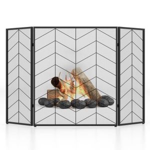 Grille de protection pour cheminée, grille pare-feu en fer forgé coloris  noir - hauteur 72 x longueur 50 cm - Conforama