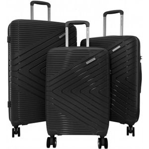 SET DE VALISES Set de 3 valises 55cm-65cm-75cm Synthétique NOIR -