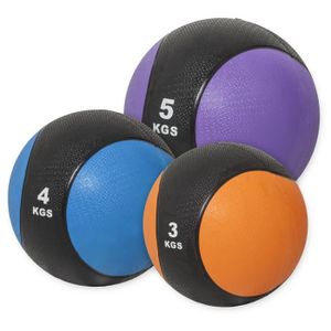 MEDECINE BALL Lot de 3 médecine balls - GORILLA SPORTS - 3kg, 4kg et 5kg - Idéal pour gym, fitness et rééducation
